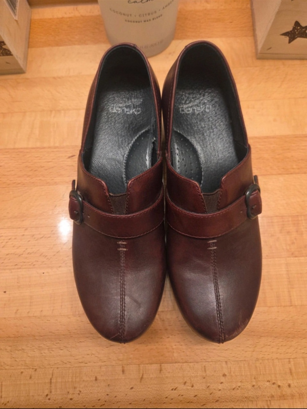 Dansko Brown Leather Women's Slip-On Loafers with Buckle Strap